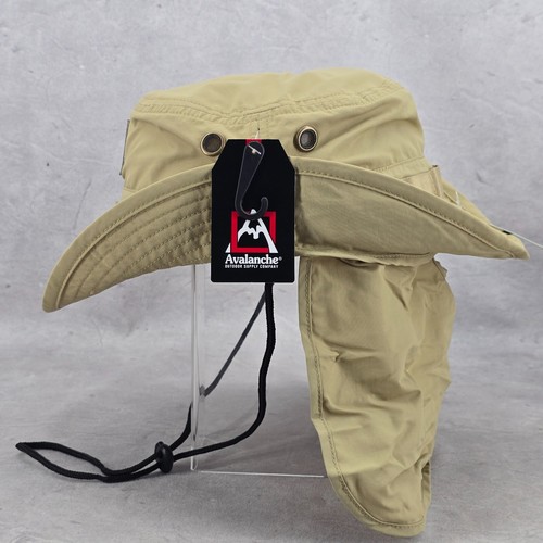 Avalanche Foldable Outdoor Boonie Bucket Hat With Neck Shield Khaki One Size Cap - Picture 3 of 19