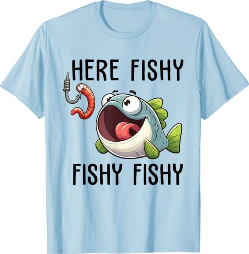 Funny Fishing Lover Fish Worm Design Unisex T-Shirt
