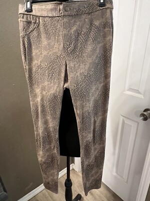 Hue U16990H Brown Stretch Python Microsuede Leggings Size M