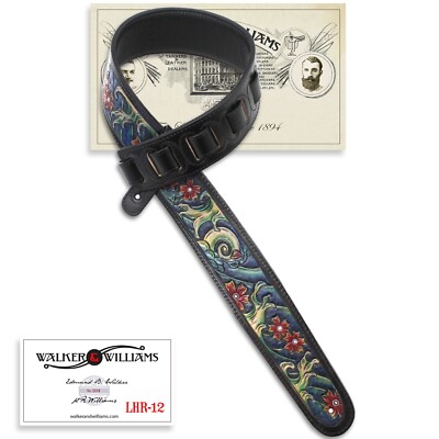 Walker & Williams LHR-12 Premium Carving Leather Top With Royal Blue Sumi-E