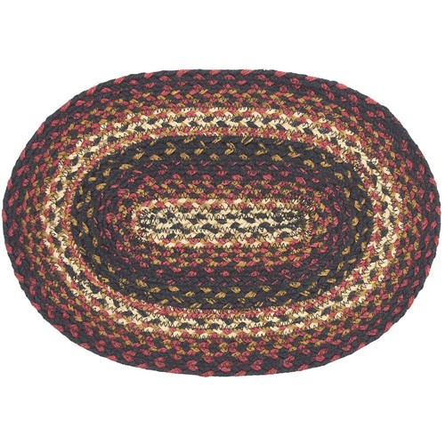 New Primitive Farmhouse RED BLACK MUSTARD BRAIDED JUTE TABLE MAT Candle Doily  - Afbeelding 2 van 2