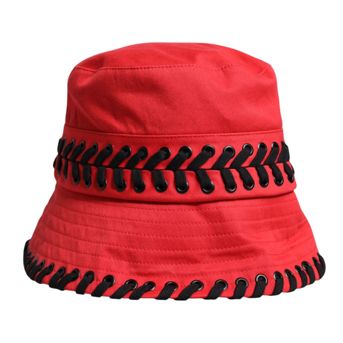 DOLCE & GABBANA Hat Red Lace Polyester Wide Brim Bucket  display picture 2