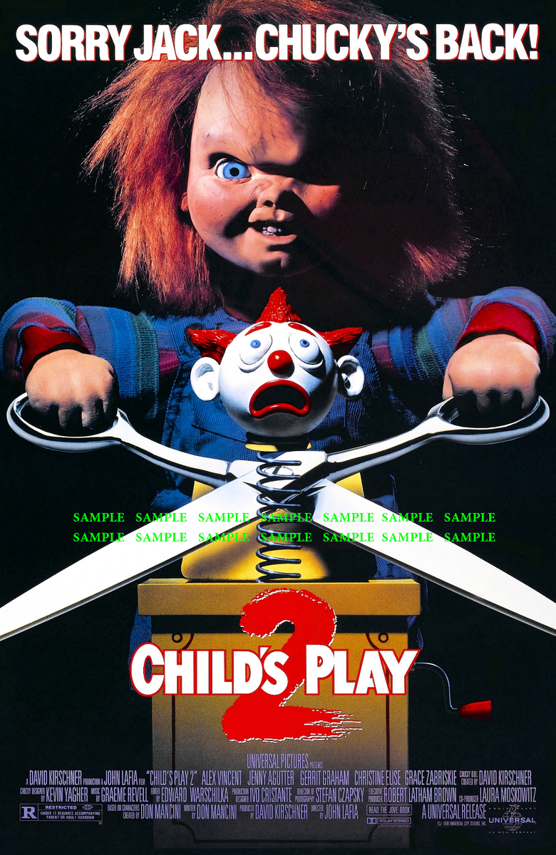 1990 Child's Play 2 Chucky Horror Poster 11x17 Cult Movie | eBay