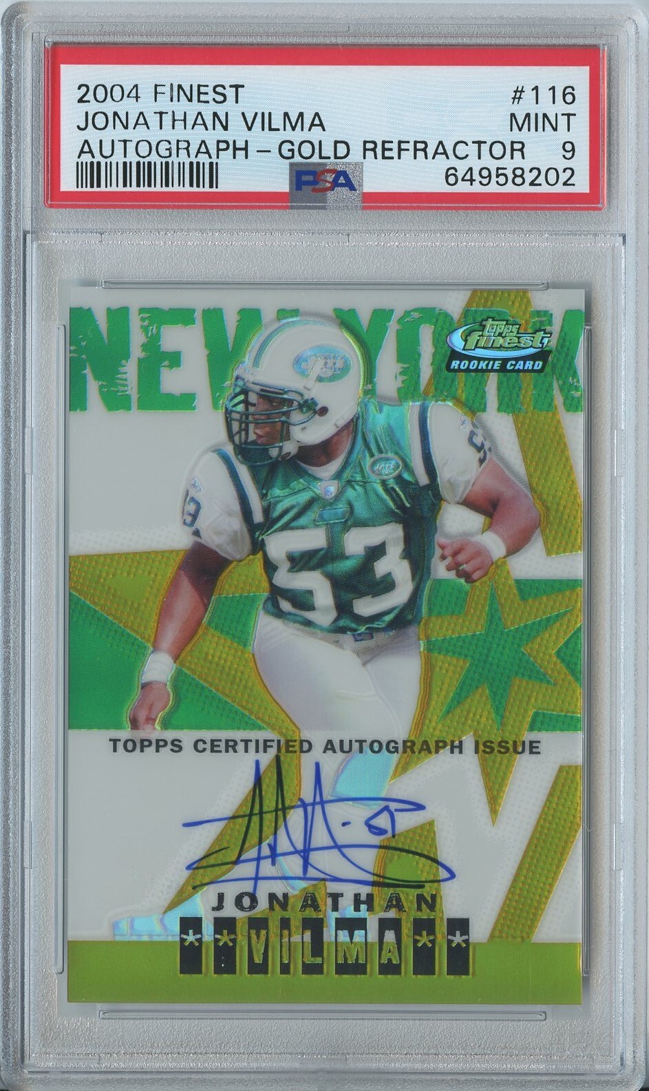 Jonathan Vilma Finest #116 Autograph-Gold Refractor