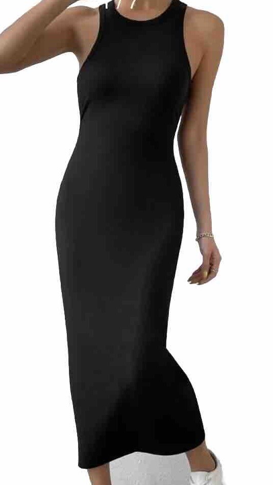 tank bodycon maxi dress Small Sleeveless Long Dress Cover Up Charcoal Grey Ideal for those seeking WNN_SC:35 Square Neck Dropped Hem Size:UK6/US2