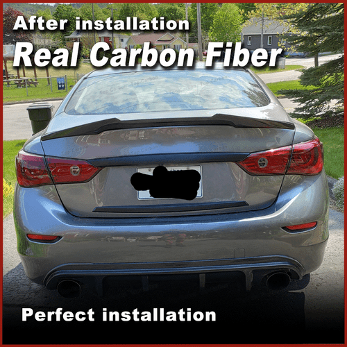 Fit For Infiniti Q50 Sedan 2014-20 REAL Carbon Rear Trunk Spoiler Lip Boot Wing - Picture 4 of 12