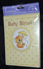 BABY SHOWER Invitations Koala Bear YELLOW  Pkg 8 Sealed! Vintage Drawing Board 