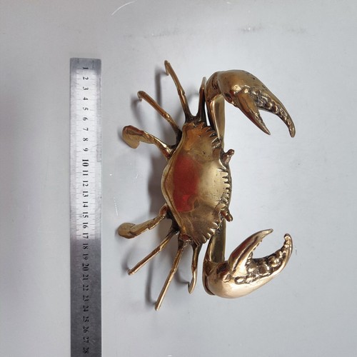 Amazing Large MUD CRAB 22cm wide POLISHED solid heavy brass statue hollow 9" B - Picture 7 of 9