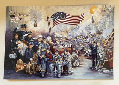 9-11-2001 NY s Finest and Bravest Ground Zero 6 X 9 Postcard 100% to T2T