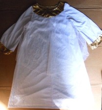 NWOT Angel Costume Chiffon Overdress White Gold Child size Small longsleeve