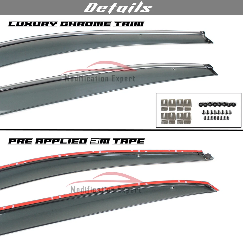 Para VW Passat 2011-19 Cromo Tintado Humo Borde Ventana Visera Protector de Lluvia Deflector Foto 3 de 4