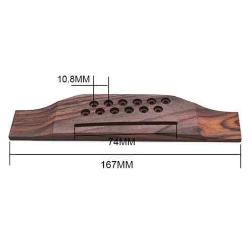 Puente de guitarra para piezas de guitarra acústica de 12 cuerdas de gran tamaño palo de rosa NUEVO - Imagen 3 de 13
