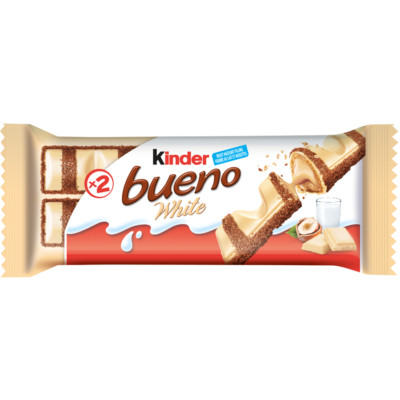 2-Pack Kinder BUENO White Chocolate and Hazelnut Cream Candy Bars, Single Pack c