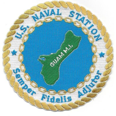 4.5'' NAVY NAVAL STATION GUAM SEMPER FIDELIS ADJUTOR EMBROIDERED PATCH