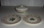 4 Pcs Knowles China VIOLETS Ornate Gold Saucer -Bread/Dessert Plate -Cvrd Sugar — photo 1