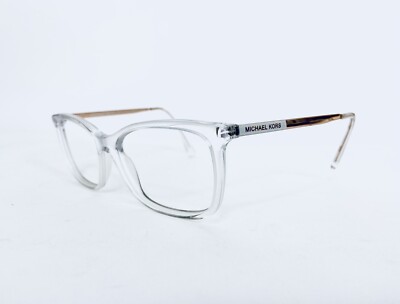 Michael Kors Clear Wayfarer Glasses Gold Metal Temples MK4030 3998