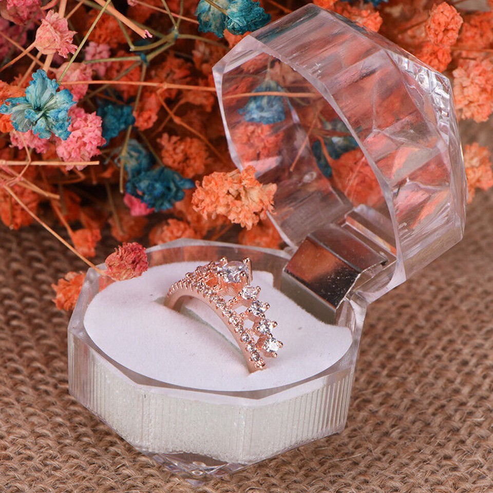20pcs Plastic Crystal Ring Box Earring Storage Display Case Organizer ...