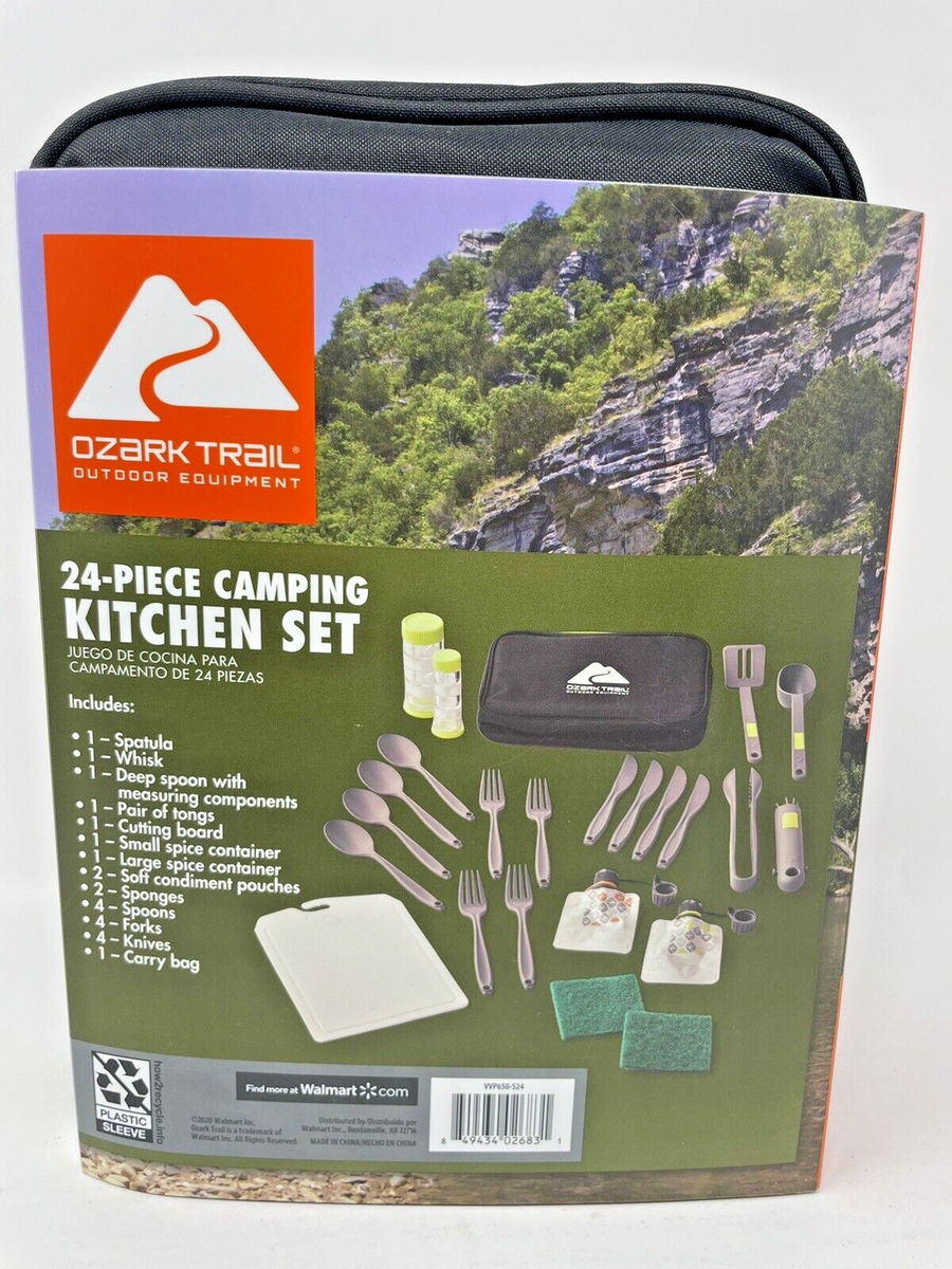 Ozark Trail Outdoor 24 Piece Camping Kitchen Set with Carry Bag