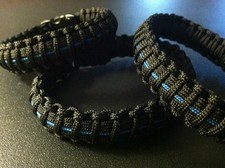 Thin Blue Line Paracord Bracelet  Police  Blue  Black 