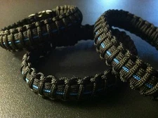 Thin Blue Line Paracord Bracelet * Police * Blue & Black *