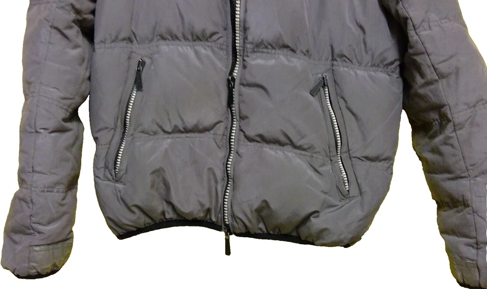 Abrigo de plumón de pato Diesel vintage para hombre talla L gris acolchado puño de hombro de cuero sintético Foto 2 de 4