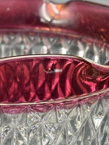 Vintage Indiana Glass Diamond Point Ruby Mayonnaise Bowl And Underplate Set - Picture 14 of 20