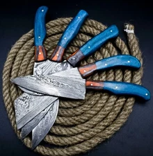 CUSTOM HANDMADE FORGED DAMASCUS STEEL CHEF KNIFE KITCHEN CHEF KNIVES SET