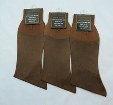 Mens SHEER Dress Socks 3PK 100 Nylon mid Calf Brown Size 10-13 thin