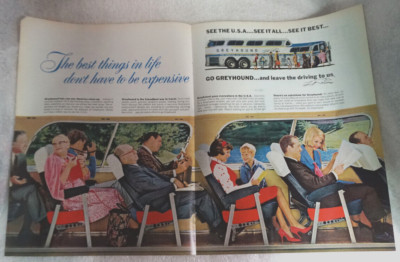 Print Ad 1965 Greyhound Bus America Up Close Leave Driving Scenicruiser Service