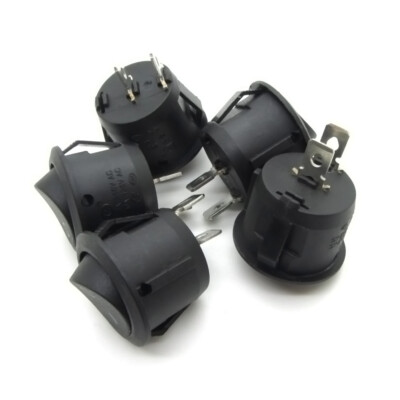 100 x Rocker Switch 20mm Round Black Snap-in Power ON-OFF 2 Pin Wholesale Bulk