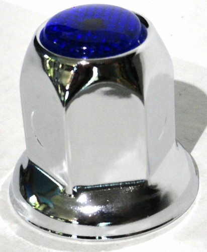 Lug Nut Covers 33mm Push-On Blue Reflector Chrome 2" Tall UP#10041 Set of 20 - Picture 7 of 9