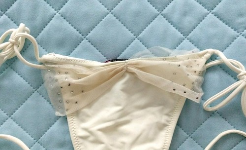 Brasilien Designer Bikini Diva Cattiva Strass Steine S 36 A B Braut cream weiß - Bild 3 von 5