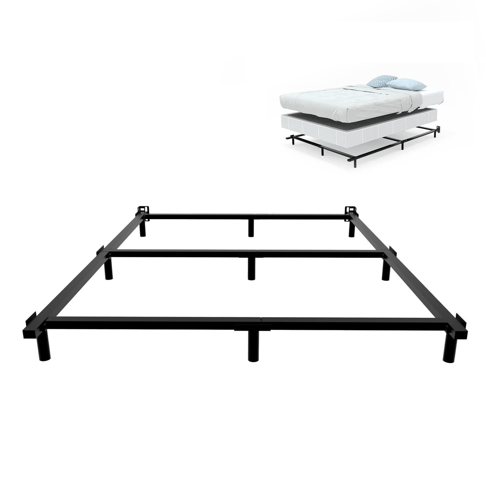 Heavy Duty Metal Queen Bed Frame with Box Spring Support-image