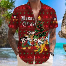 Disney MICKEY MOUSE Holiday Christmas button down shirt, ugly shirt