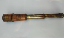 1915 Royal Navy Brass Maritime Vintage 12" Foldable Telescope with leather cover
