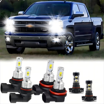 For Chevy Silverado 1500 2500 2007-2015 - 6000K LED Headlights +Fog Bulbs Kit