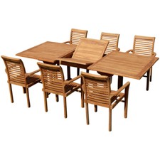 Teak Set Gartengarnitur Tobago Ausziehtisch 180-240cm x 100cm mit 6 Alpen Sessel