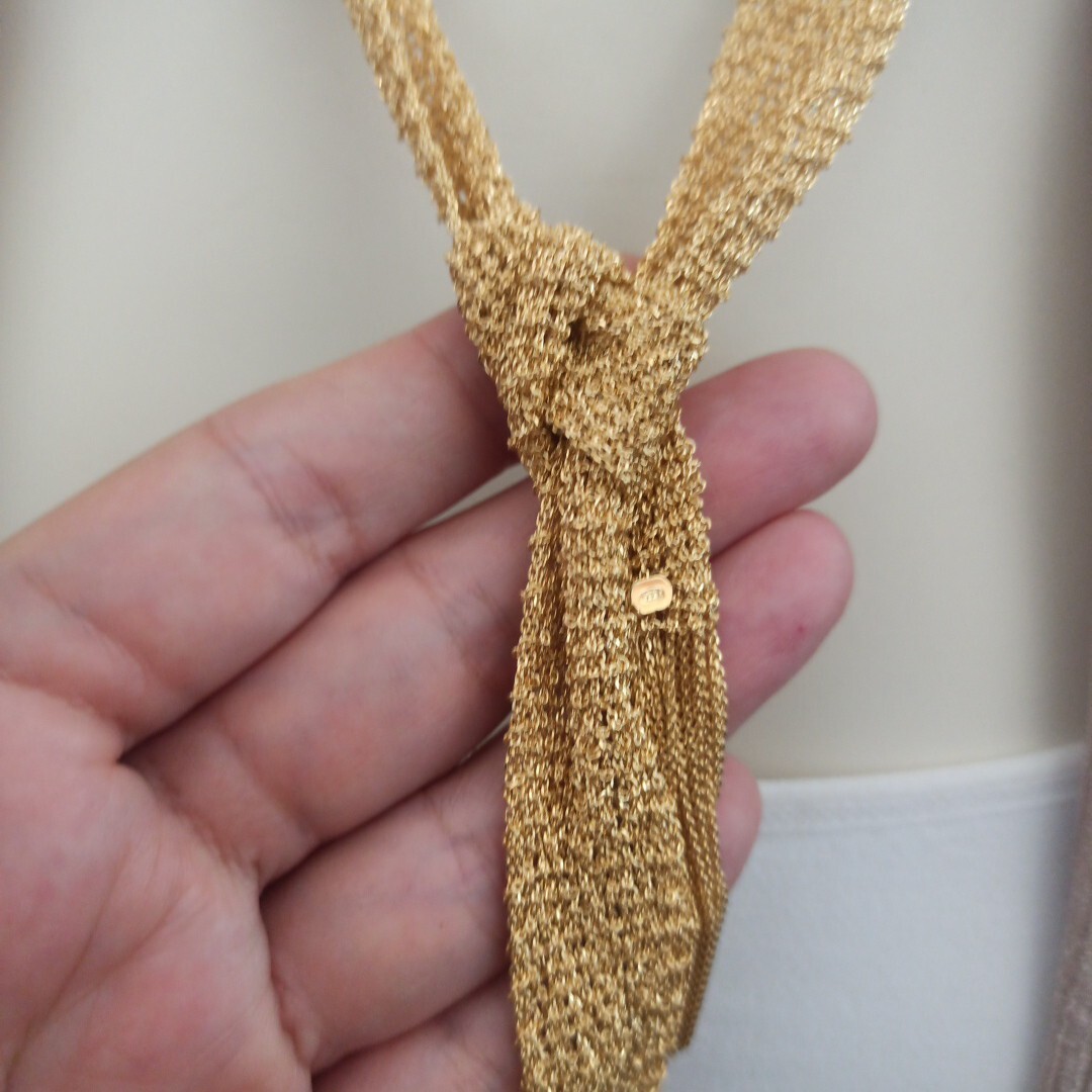 Tie Mesh Necklace 14K Gold Plated on Silver Open Scarf