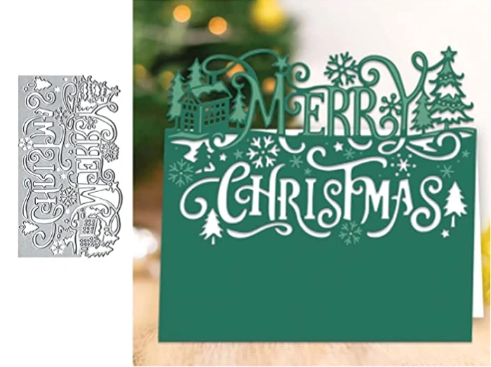 Merry Christmas Edge Metal Cutting Die Christmas Tree House Snowflake Card Paper