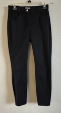 H M Women's Straight Leg Black Trousers Size 4 Pants Button Zip Pockets