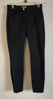 H&M Women's Straight Leg Black Trousers Size 4 Pants Button Zip Pockets