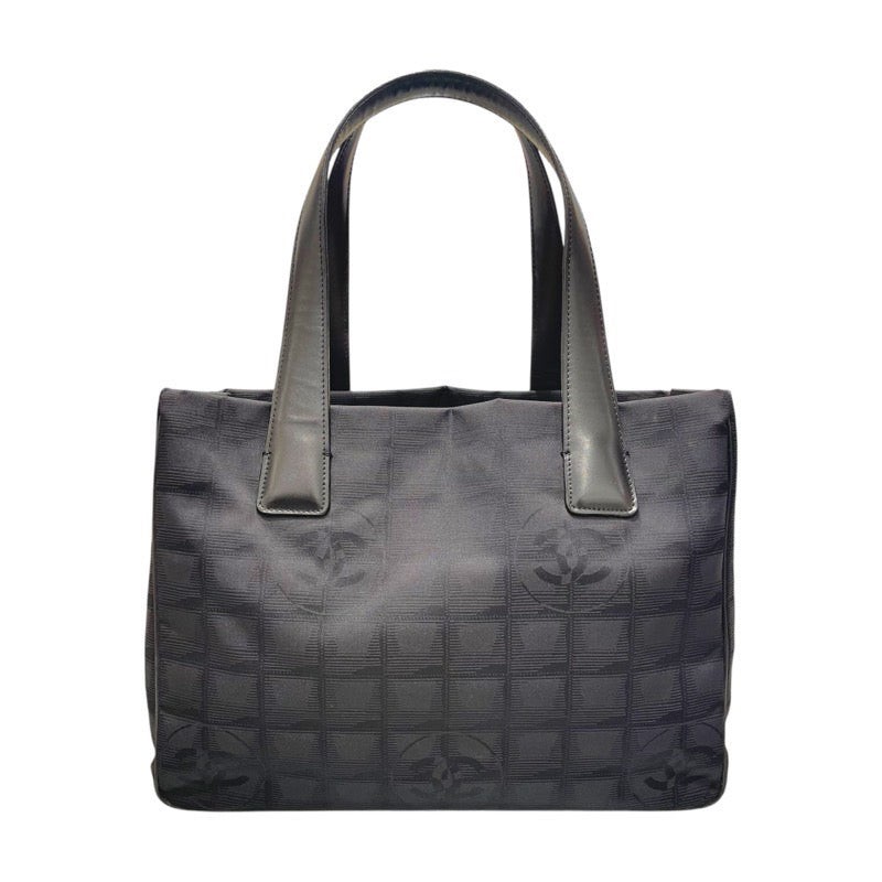 CHANEL Travel Line Tote PM Black Nylon Jacquard Bag A20457 #3366