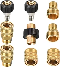 Tool Daily Pressure Washer Adapter Set, M22 to 3/8 Inch Quick Connect, Brass 