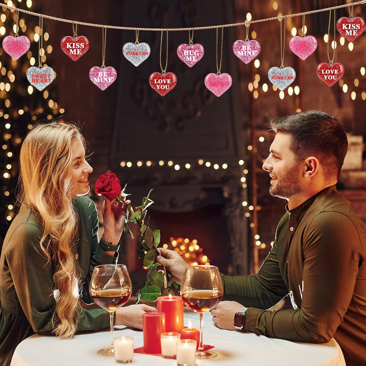 36PCS Mini Resin Valentine's Day Conversation Hearts Ornaments Tiny Valentine... thumbnail 4