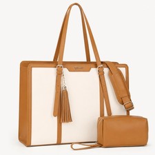 Laptop Tote Bag Women 15.6 Inch Work Tote Pouch PU Leather Computer Bag