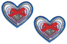 2 Patriotic Sequin Butterfly Iron On Patches 2.5 Inch Red White Blue Pair