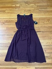 Axcess Liz Claiborne Dress Women's Size 10 Plum Purple Sheer Sleeveless NWT