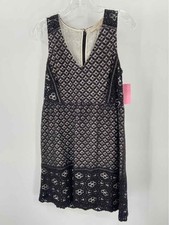 Pre-Owned Loft Black Size 6P Lace Shift Knee Length Sleeveless Dress