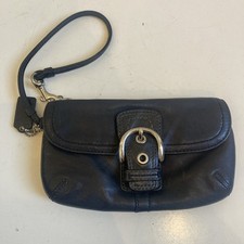 Coach Y2K Soho Black Leather Wristlet w/ Silver Buckle