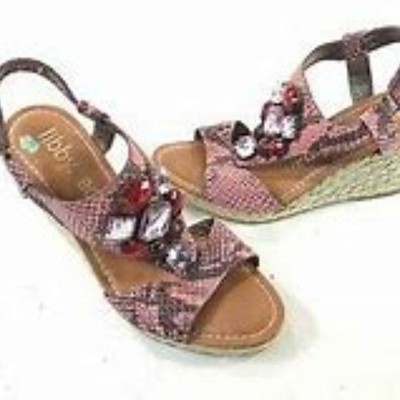 Libby Edelman Snake Jeweled Wedge Sandals  Size 7